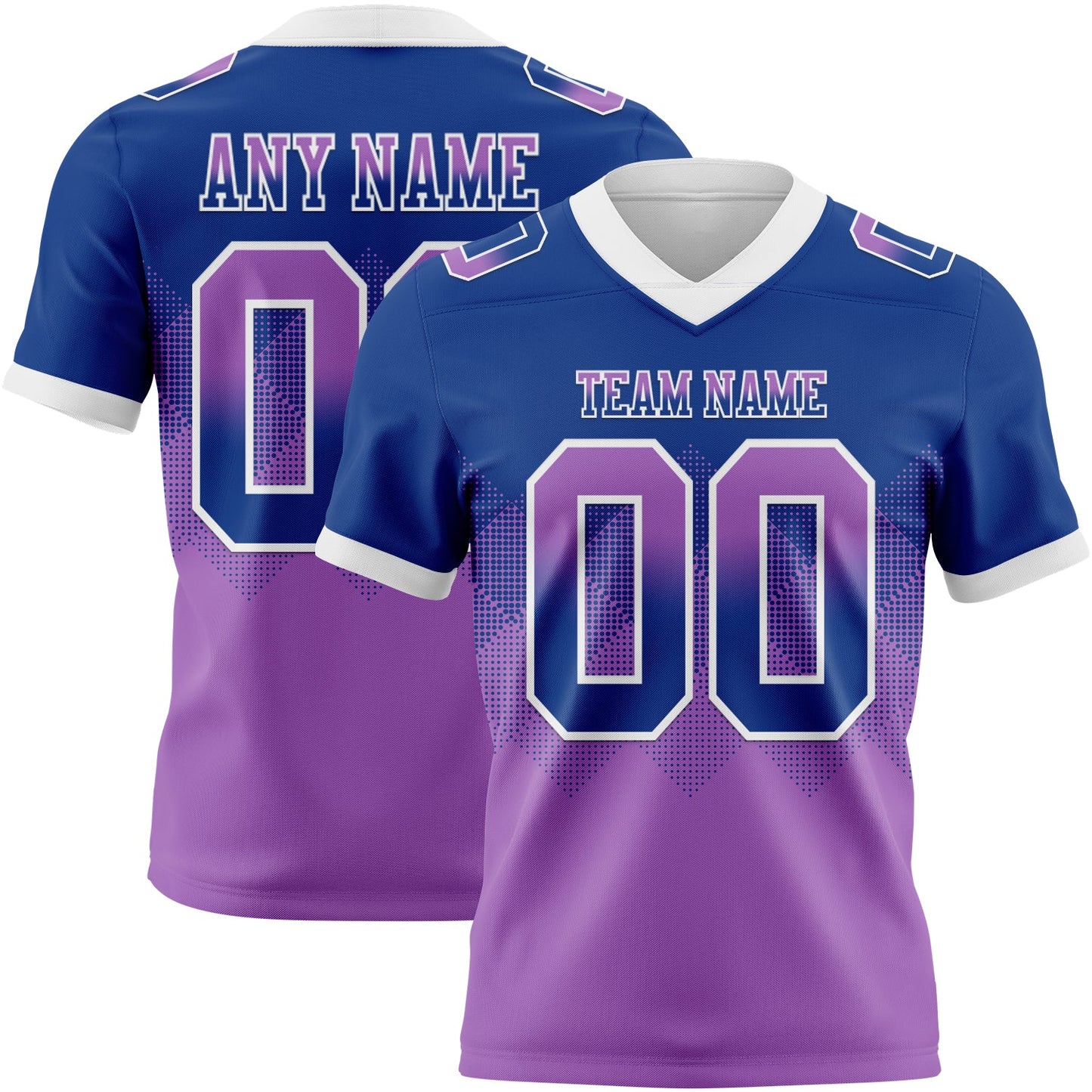 Custom Royal Medium Purple-White Mesh Authentic Gradient Square Shape Flag Football Jersey - Sky-Custom