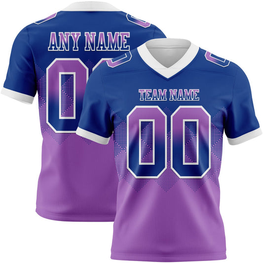 Custom Royal Medium Purple-White Mesh Authentic Gradient Square Shape Flag Football Jersey - Sky-Custom