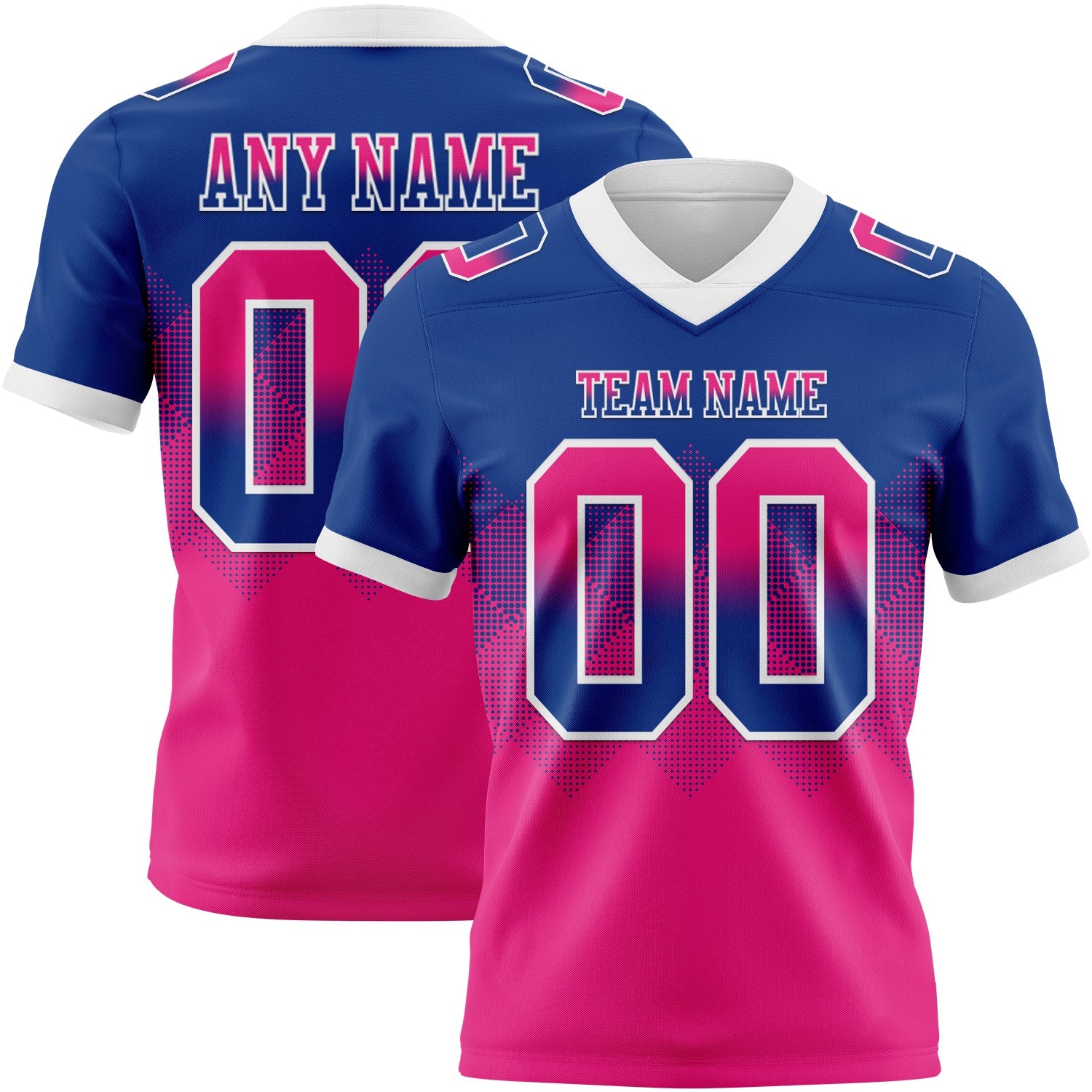 Custom Royal Hot Pink-White Mesh Authentic Gradient Square Shape Flag Football Jersey - Sky-Custom
