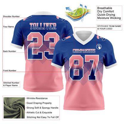 Custom Royal Medium Pink-White Mesh Authentic Gradient Square Shape Flag Football Jersey - Sky-Custom