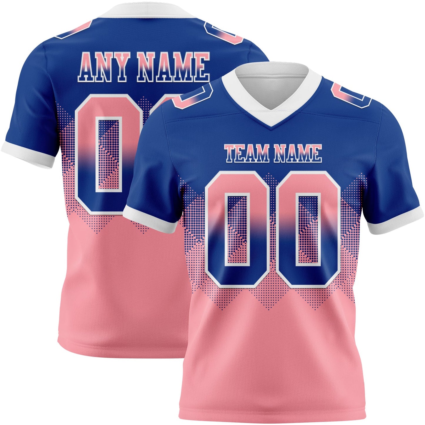 Custom Royal Medium Pink-White Mesh Authentic Gradient Square Shape Flag Football Jersey - Sky-Custom