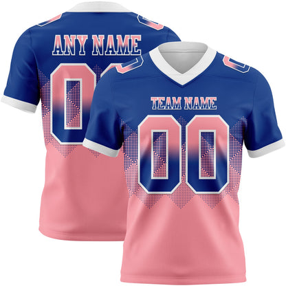 Custom Royal Medium Pink-White Mesh Authentic Gradient Square Shape Flag Football Jersey - Sky-Custom