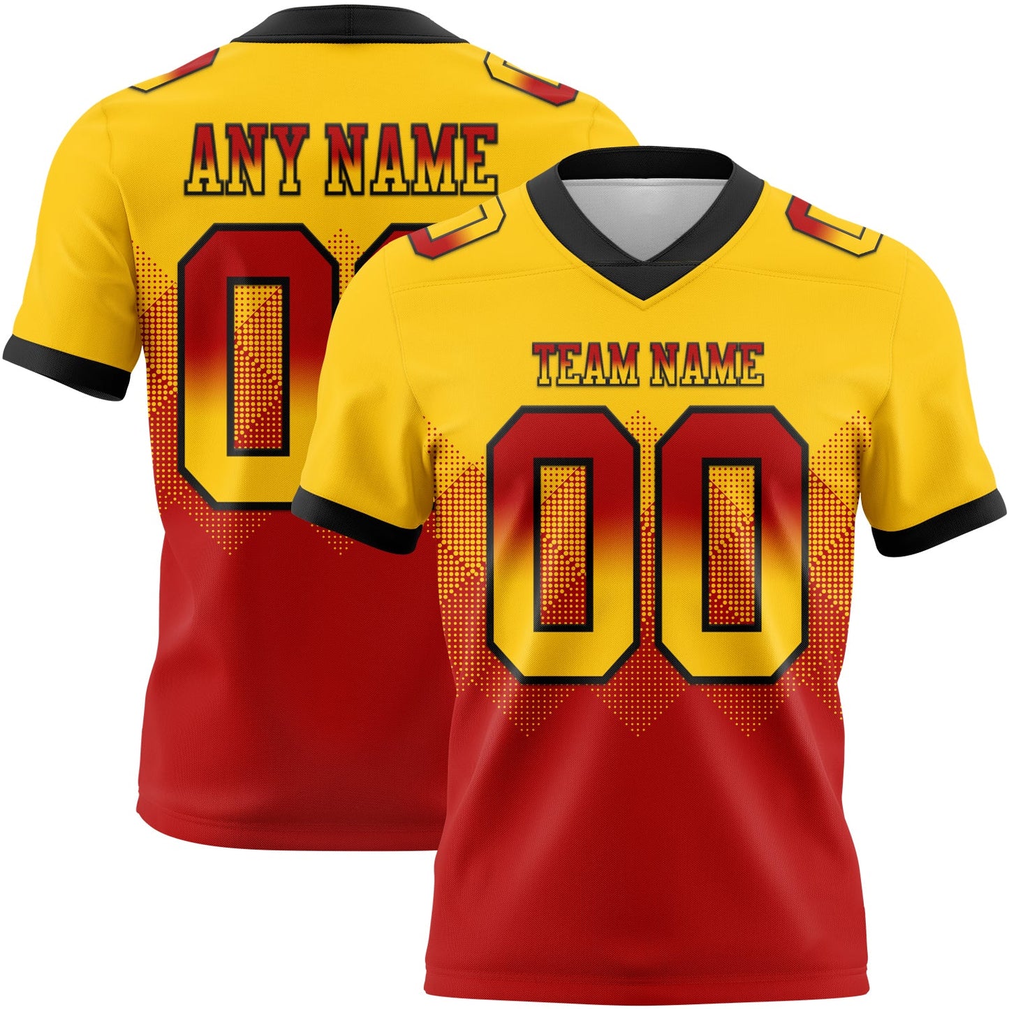Custom Yellow Red-Black Mesh Authentic Gradient Square Shape Flag Football Jersey - Sky-Custom