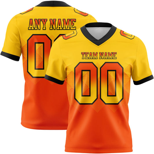 Custom Yellow Orange-Black Mesh Authentic Gradient Square Shape Flag Football Jersey - Sky-Custom