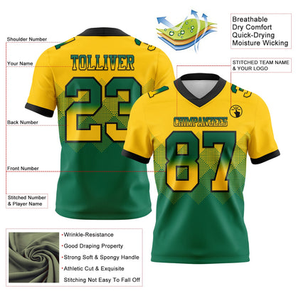 Custom Yellow Kelly Green-Black Mesh Authentic Gradient Square Shape Flag Football Jersey - Sky-Custom