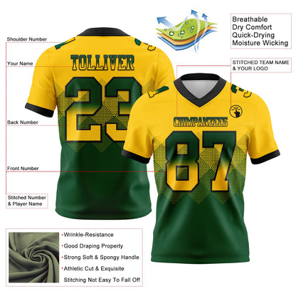 Custom Yellow Green-Black Mesh Authentic Gradient Square Shape Flag Football Jersey - Sky-Custom