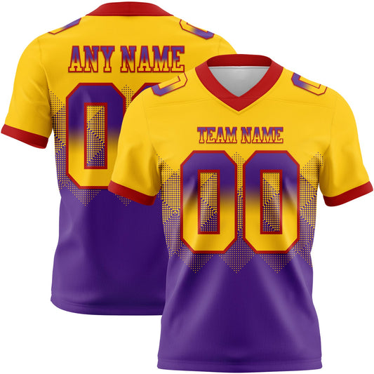 Custom Yellow Purple-Red Mesh Authentic Gradient Square Shape Flag Football Jersey - Sky-Custom