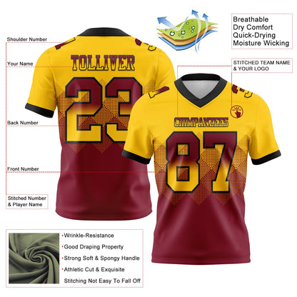 Custom Yellow Crimson-Black Mesh Authentic Gradient Square Shape Flag Football Jersey - Sky-Custom
