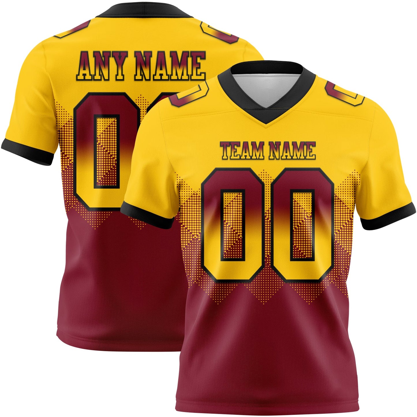 Custom Yellow Crimson-Black Mesh Authentic Gradient Square Shape Flag Football Jersey - Sky-Custom