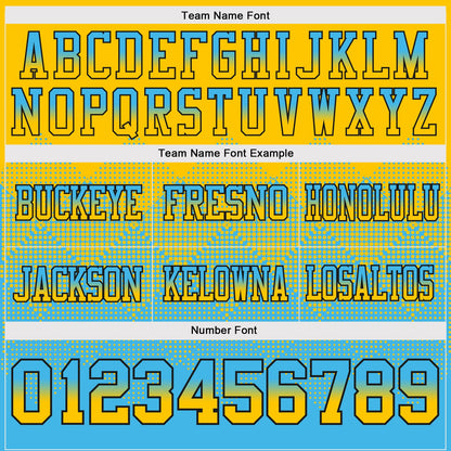 Custom Yellow Sky Blue-Black Mesh Authentic Gradient Square Shape Flag Football Jersey - Sky-Custom