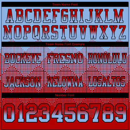 Custom Light Blue Red-Black Mesh Authentic Gradient Square Shape Flag Football Jersey - Sky-Custom