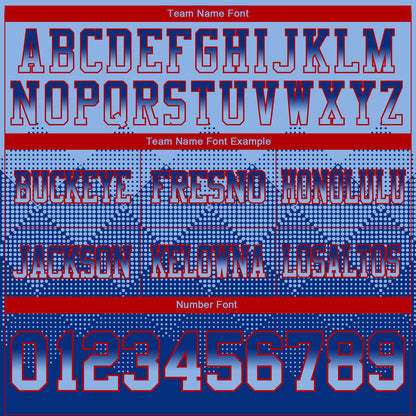 Custom Light Blue Royal-Red Mesh Authentic Gradient Square Shape Flag Football Jersey - Sky-Custom