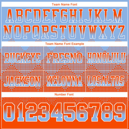 Custom Light Blue Orange-White Mesh Authentic Gradient Square Shape Flag Football Jersey - Sky-Custom