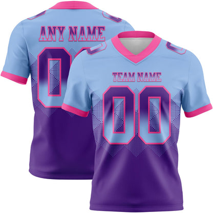 Custom Light Blue Purple-Pink Mesh Authentic Gradient Square Shape Flag Football Jersey - Sky-Custom