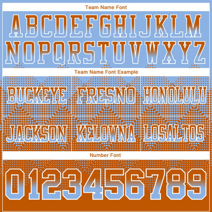 Custom Light Blue Texas Orange-White Mesh Authentic Gradient Square Shape Flag Football Jersey - Sky-Custom