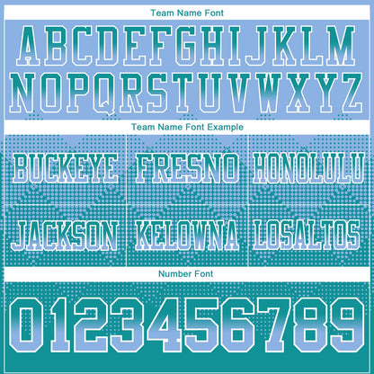 Custom Light Blue Teal-White Mesh Authentic Gradient Square Shape Flag Football Jersey - Sky-Custom
