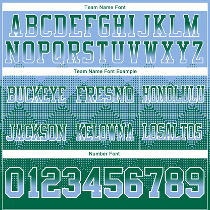 Custom Light Blue Kelly Green-White Mesh Authentic Gradient Square Shape Flag Football Jersey - Sky-Custom