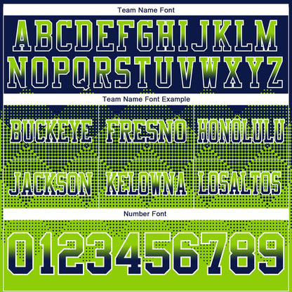 Custom Navy Neon Green-White Mesh Authentic Gradient Square Shape Flag Football Jersey - Sky-Custom