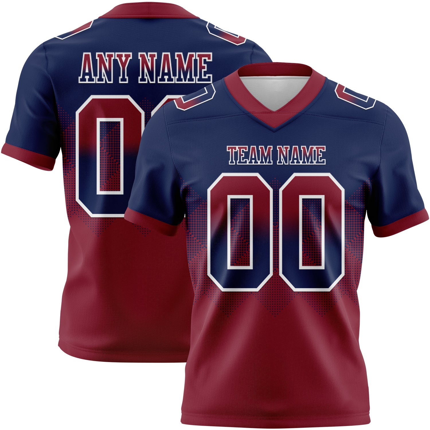 Custom Navy Crimson-White Mesh Authentic Gradient Square Shape Flag Football Jersey - Sky-Custom