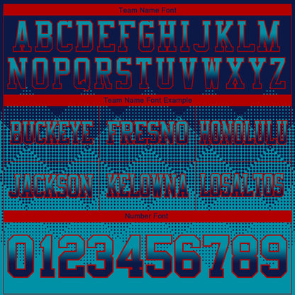 Custom Navy Teal-Red Mesh Authentic Gradient Square Shape Flag Football Jersey - Sky-Custom