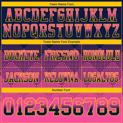 Custom Navy Pink-Yellow Mesh Authentic Gradient Square Shape Flag Football Jersey - Sky-Custom