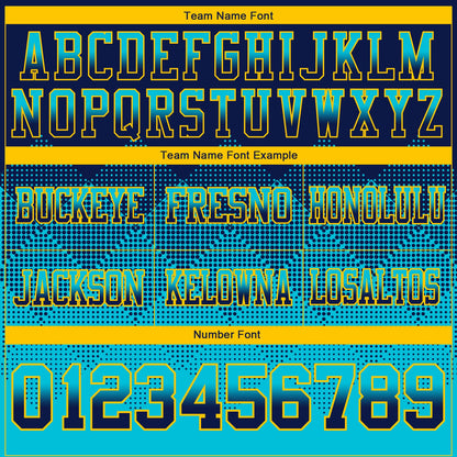 Custom Navy Lakes Blue-Yellow Mesh Authentic Gradient Square Shape Flag Football Jersey - Sky-Custom