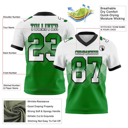 Custom White Grass Green-Black Mesh Authentic Gradient Square Shape Flag Football Jersey - Sky-Custom