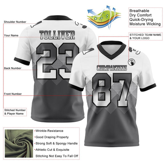 Custom White Steel Gray-Black Mesh Authentic Gradient Square Shape Flag Football Jersey - Sky-Custom
