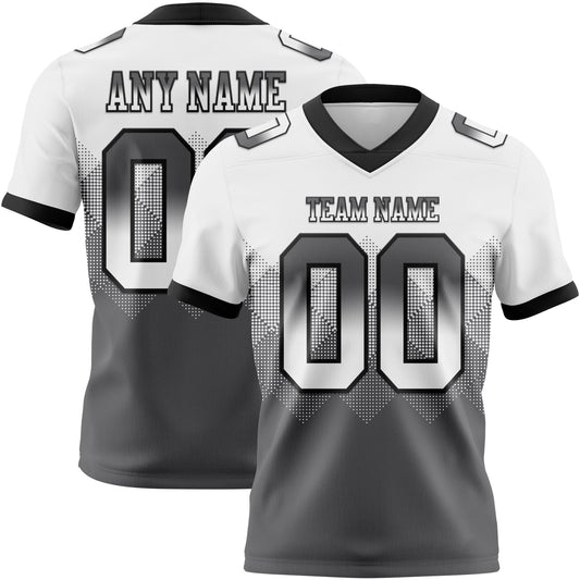 Custom White Steel Gray-Black Mesh Authentic Gradient Square Shape Flag Football Jersey - Sky-Custom