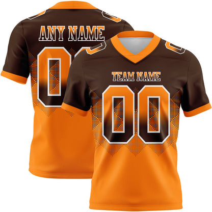 Custom Brown Orange-White Mesh Authentic Gradient Square Shape Flag Football Jersey - Sky-Custom