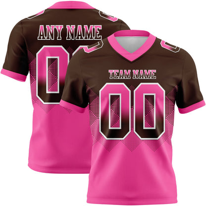 Custom Brown Pink-White Mesh Authentic Gradient Square Shape Flag Football Jersey - Sky-Custom
