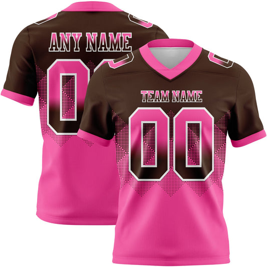 Custom Brown Pink-White Mesh Authentic Gradient Square Shape Flag Football Jersey - Sky-Custom