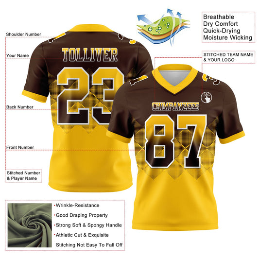 Custom Brown Yellow-White Mesh Authentic Gradient Square Shape Flag Football Jersey - Sky-Custom