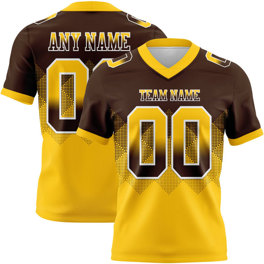 Custom Brown Yellow-White Mesh Authentic Gradient Square Shape Flag Football Jersey - Sky-Custom