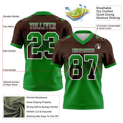 Custom Brown Grass Green-White Mesh Authentic Gradient Square Shape Flag Football Jersey - Sky-Custom