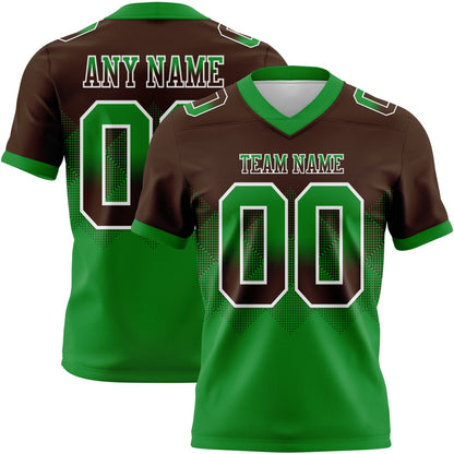 Custom Brown Grass Green-White Mesh Authentic Gradient Square Shape Flag Football Jersey - Sky-Custom