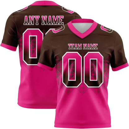 Custom Brown Hot Pink-White Mesh Authentic Gradient Square Shape Flag Football Jersey - Sky-Custom
