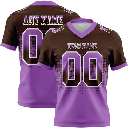 Custom Brown Medium Purple-White Mesh Authentic Gradient Square Shape Flag Football Jersey - Sky-Custom