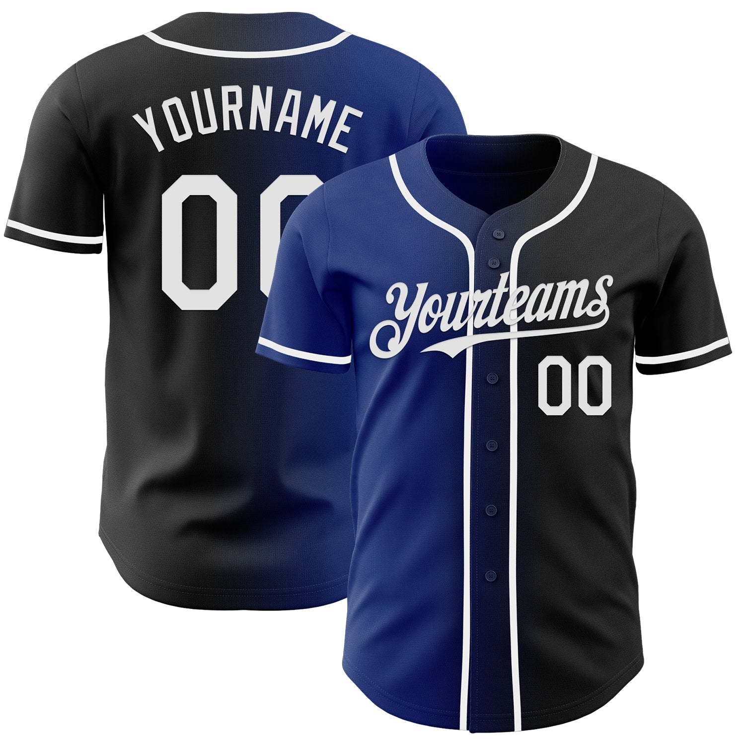 Custom Black White-Royal Authentic Gradient Fashion Baseball Jersey - Sky-Custom