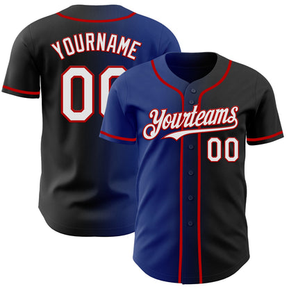 Custom Black White Royal-Red Authentic Gradient Fashion Baseball Jersey - Sky-Custom