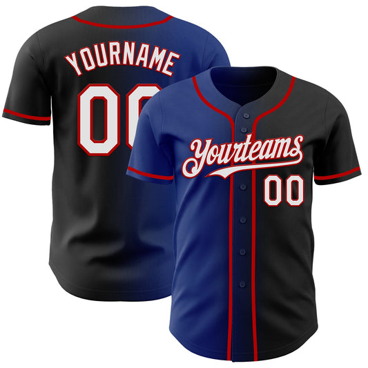 Custom Black White Royal-Red Authentic Gradient Fashion Baseball Jersey - Sky-Custom