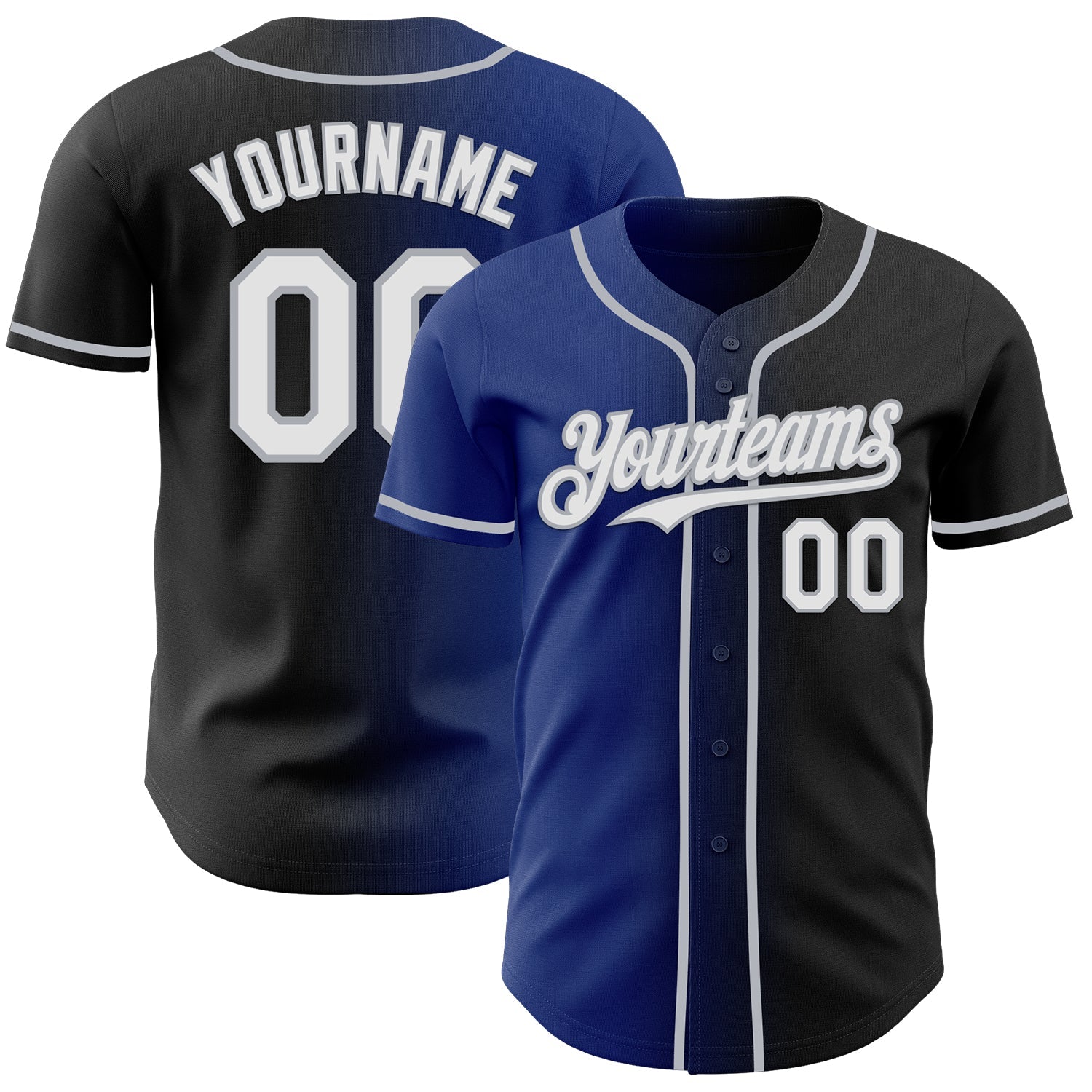 Custom Black White Royal-Gray Authentic Gradient Fashion Baseball Jersey - Sky-Custom