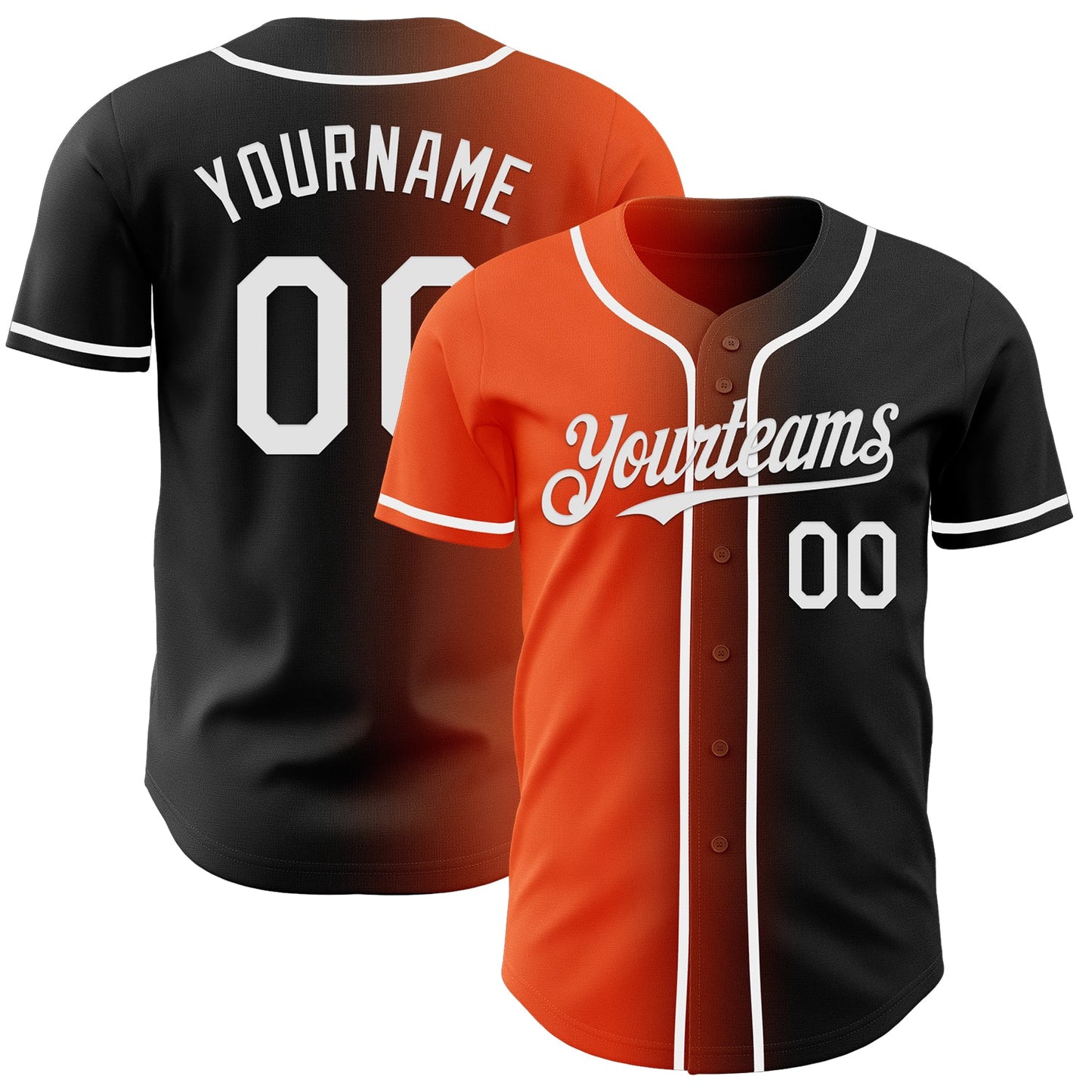 Custom Black White-Orange Authentic Gradient Fashion Baseball Jersey - Sky-Custom