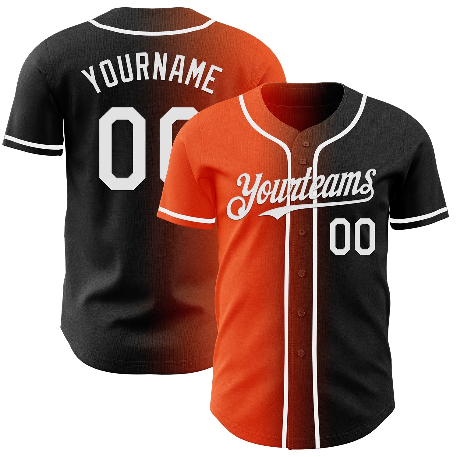 Custom Black White-Orange Authentic Gradient Fashion Baseball Jersey - Sky-Custom