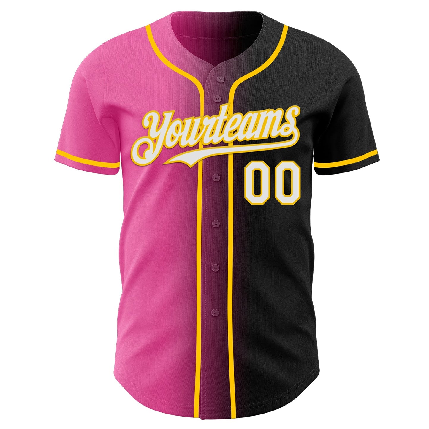 Custom Black White Pink-Yellow Authentic Gradient Fashion Baseball Jersey - Sky-Custom