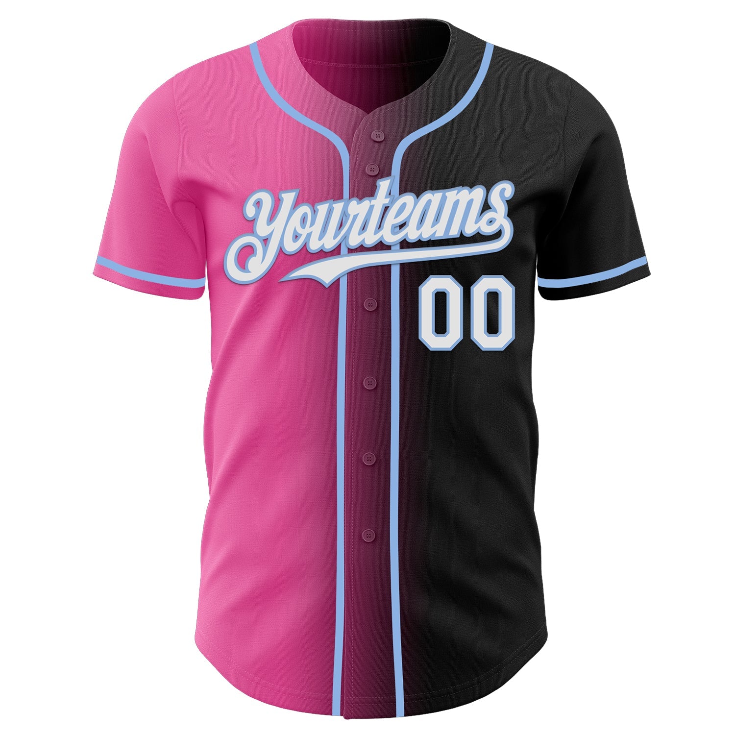 Custom Black White Pink-Light Blue Authentic Gradient Fashion Baseball Jersey - Sky-Custom