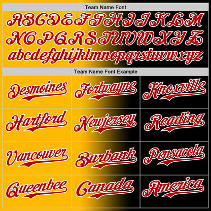 Custom Black Red Gold-White Authentic Gradient Fashion Baseball Jersey - Sky-Custom