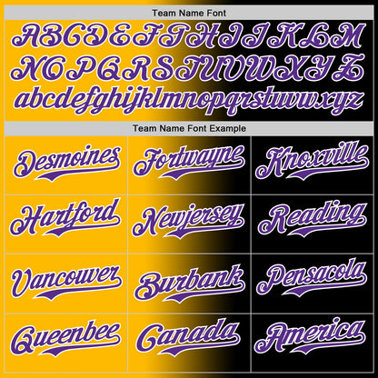 Custom Black Purple Gold-White Authentic Gradient Fashion Baseball Jersey - Sky-Custom