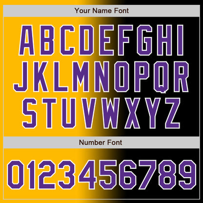 Custom Black Purple Gold-White Authentic Gradient Fashion Baseball Jersey - Sky-Custom