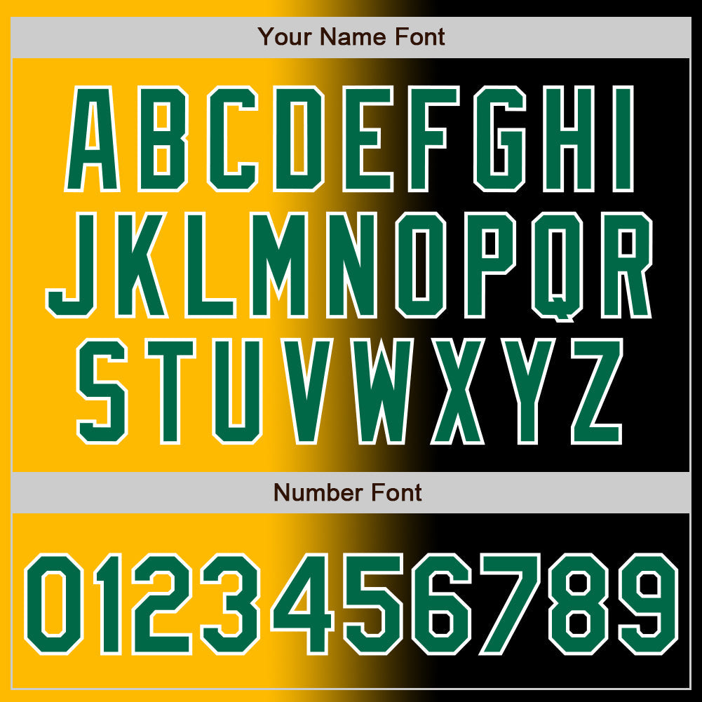 Custom Black Kelly Green Gold-White Authentic Gradient Fashion Baseball Jersey - Sky-Custom